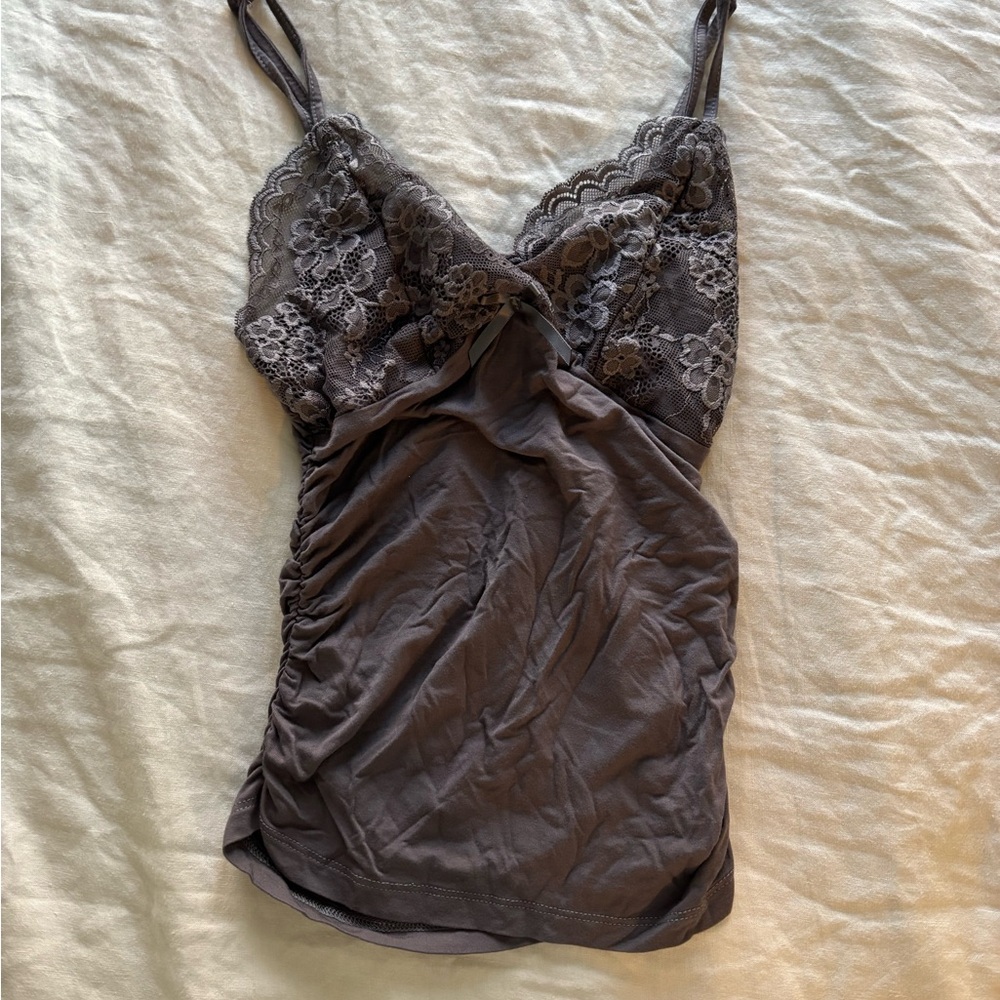SHEIN Gray Lace Tank Top